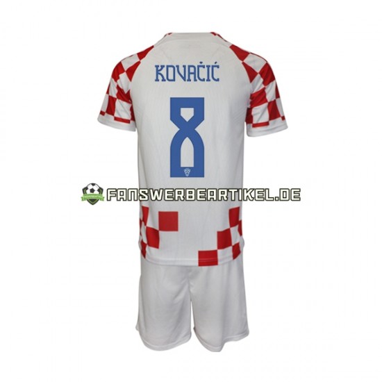 Kovacic 8 Trikot Kroatien Kinder Heimausrüstung WM 2022 Kurzarm