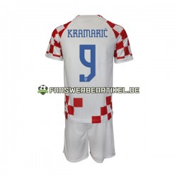 Kramaric 9 Trikot Kroatien Kinder Heimausrüstung WM 2022 Kurzarm