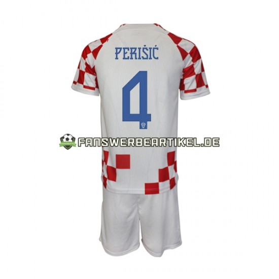 Perisic 4 Trikot Kroatien Kinder Heimausrüstung WM 2022 Kurzarm