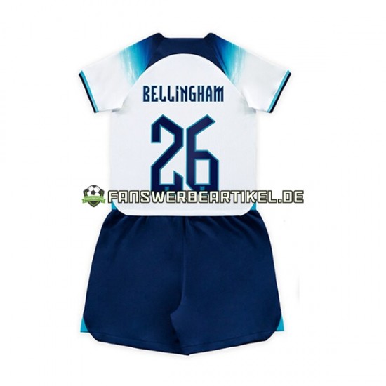 Bellingham 26 Trikot England Kinder Heimausrüstung WM 2022 Kurzarm