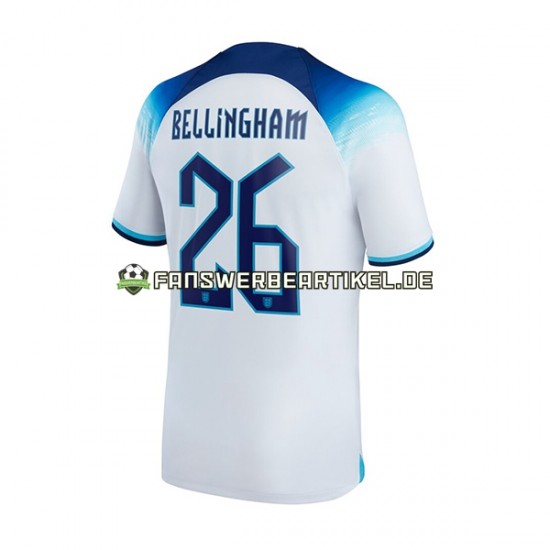 Bellingham 26 Trikot England Herren Heimausrüstung WM 2022 Kurzarm