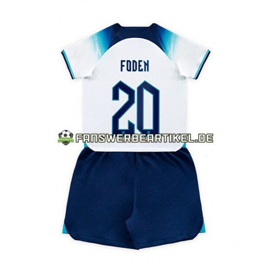 Foden 20 Trikot England Kinder Heimausrüstung WM 2022 Kurzarm