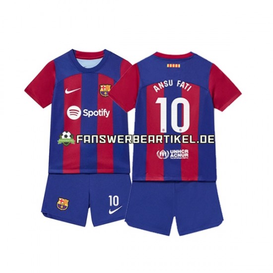 Ansu Fati 10 Trikot FC Barcelona Kinder Heimausrüstung 2023-2024 Kurzarm