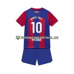 Ansu Fati 10 Trikot FC Barcelona Kinder Heimausrüstung 2023-2024 Kurzarm