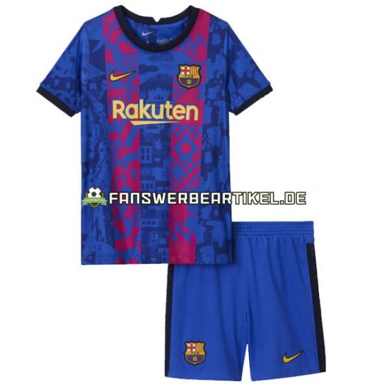 Trikot FC Barcelona Kinder Ausweich ausrüstung 2021-2022 Kurzarm