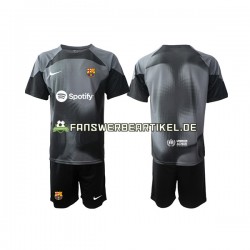 Torwart Trikot FC Barcelona Kinder Auswärtsausrüstung 2022-2023 Kurzarm