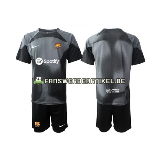 Torwart Trikot FC Barcelona Kinder Auswärtsausrüstung 2022-2023 Kurzarm