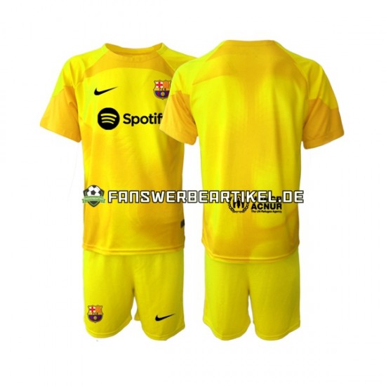 Torwart Trikot FC Barcelona Kinder Viertes ausrüstung 2022-2023 Kurzarm