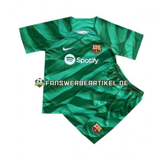 Torwart Trikot FC Barcelona Kinder Heimausrüstung 2023-2024 Kurzarm