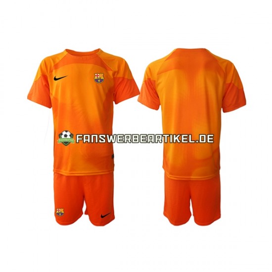 Torwart Trikot FC Barcelona Kinder Ausweich ausrüstung 2022-2023 Kurzarm