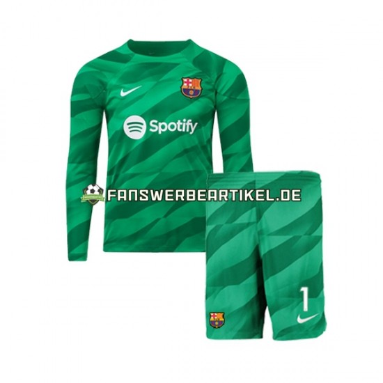 Ter Stegen 1 Torwart Trikot FC Barcelona Kinder Heimausrüstung 2023-2024 Langarm