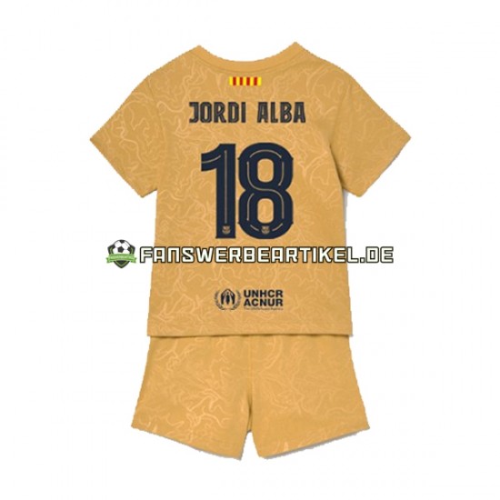 Jordi Alba 18 Trikot FC Barcelona Kinder Auswärtsausrüstung 2022-2023 Kurzarm