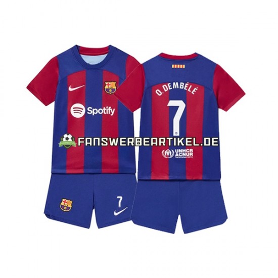 Ousmane Dembele 7 Trikot FC Barcelona Kinder Heimausrüstung 2023-2024 Kurzarm