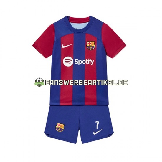 Ousmane Dembele 7 Trikot FC Barcelona Kinder Heimausrüstung 2023-2024 Kurzarm