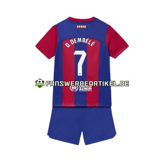 Ousmane Dembele 7 Trikot FC Barcelona Kinder Heimausrüstung 2023-2024 Kurzarm