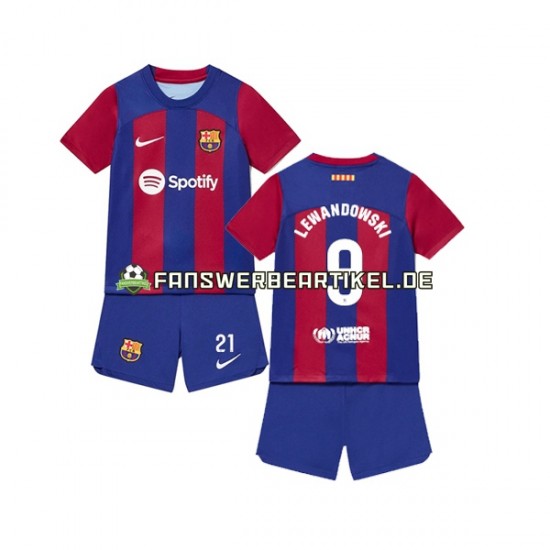 Robert Lewandowski 9 Trikot FC Barcelona Kinder Heimausrüstung 2023-2024 Kurzarm