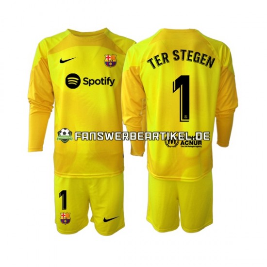 Ter Stegen 1 Torwart Trikot FC Barcelona Kinder Viertes ausrüstung 2022-2023 Langarm