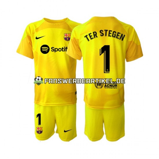 Ter Stegen 1 Torwart Trikot FC Barcelona Kinder Viertes ausrüstung 2022-2023 Kurzarm