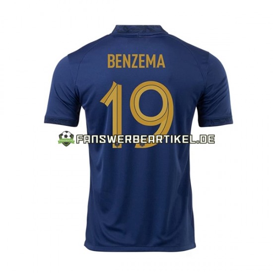 Benzema 19 Trikot Frankreich Herren Heimausrüstung WM 2022 Kurzarm