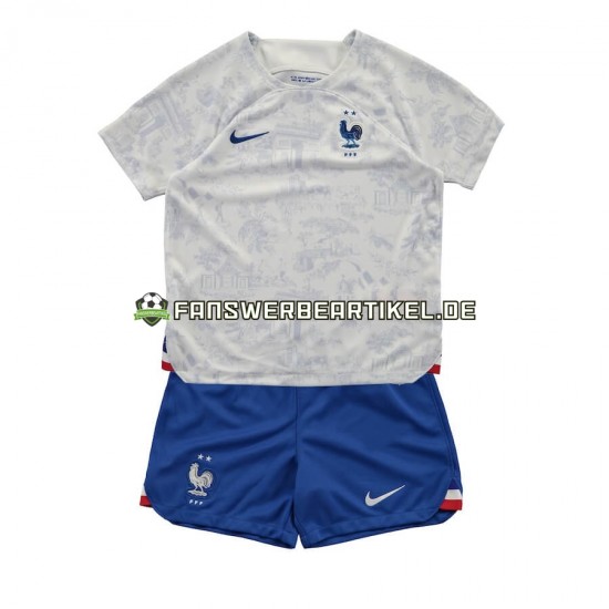 Trikot Frankreich Kinder Auswärtsausrüstung WM 2022 Kurzarm