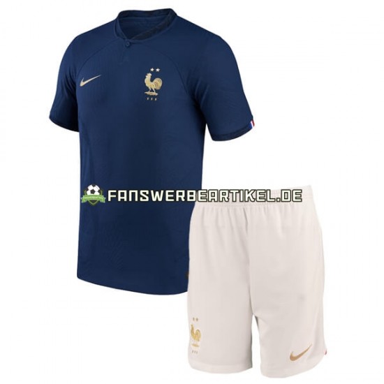 Trikot Frankreich Kinder Heimausrüstung WM 2022 Kurzarm