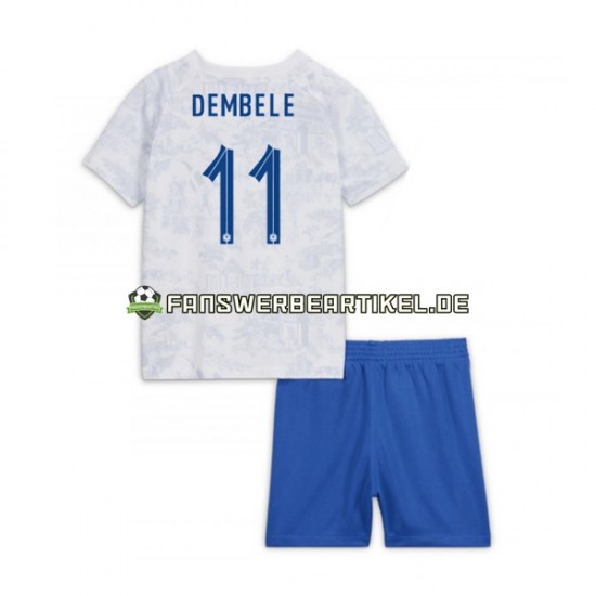 Dembele 11 Trikot Frankreich Kinder Auswärtsausrüstung WM 2022 Kurzarm