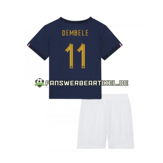 Dembele 11 Trikot Frankreich Kinder Heimausrüstung WM 2022 Kurzarm