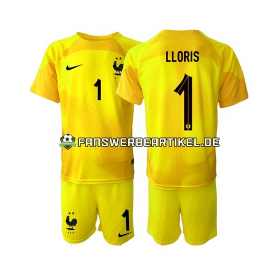 Hugo Lloris 1 Torwart Trikot Frankreich Kinder Ausweich ausrüstung WM 2022 Kurzarm