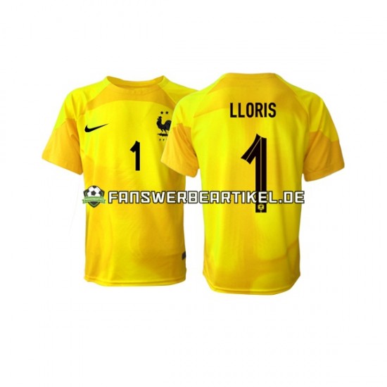 Hugo Lloris 1 Torwart Trikot Frankreich Herren Ausweich ausrüstung WM 2022 Kurzarm