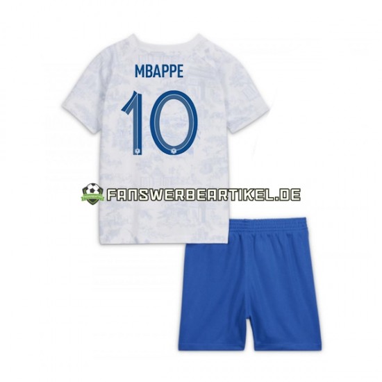 Mbappe 10 Trikot Frankreich Kinder Auswärtsausrüstung WM 2022 Kurzarm