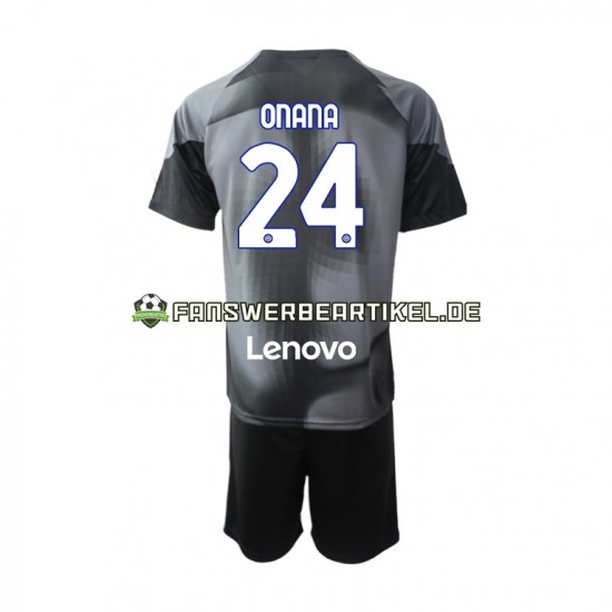 Andre Onana 24 Torwart Trikot Inter Mailand Kinder Heimausrüstung 2022-2023 Kurzarm