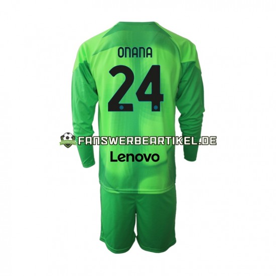 Andre Onana 24 Torwart Trikot Inter Mailand Kinder Ausweich ausrüstung 2022-2023 Langarm