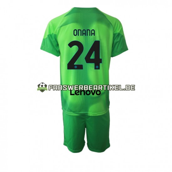 Andre Onana 24 Torwart Trikot Inter Mailand Kinder Ausweich ausrüstung 2022-2023 Kurzarm