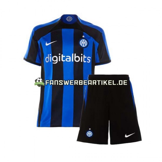 Trikot Inter Mailand Kinder Heimausrüstung 2022-2023 Kurzarm