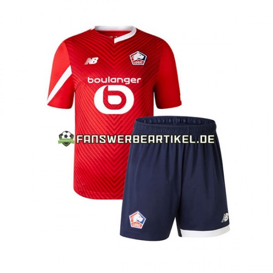 Trikot LOSC Lille Kinder Heimausrüstung 2023-2024 Kurzarm