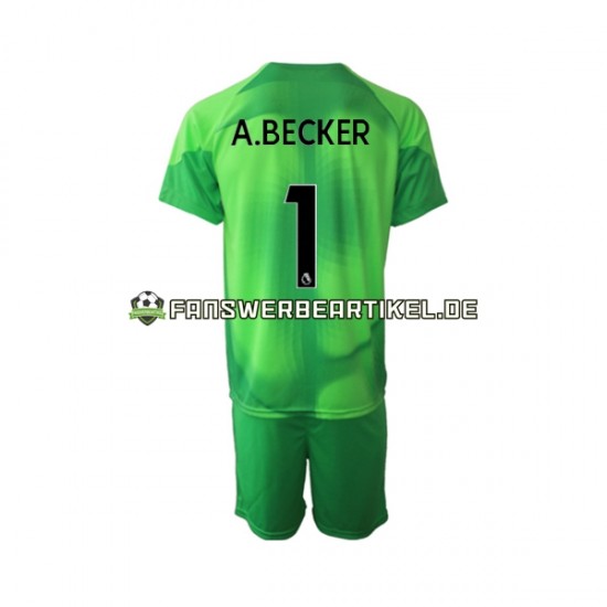 A.Becker 1 Torwart Trikot Liverpool Kinder Ausweich ausrüstung 2022-2023 Kurzarm