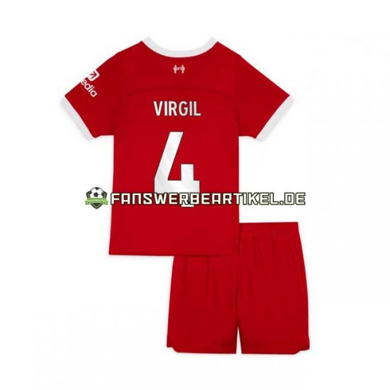 Virgil van Dijk 4 Trikot Liverpool Kinder Heimausrüstung 2023-2024 Kurzarm