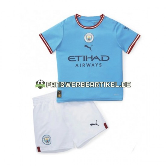 Trikot Manchester City Kinder Heimausrüstung 2022-2023 Kurzarm