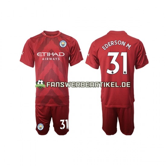 Ederson M. 31 Torwart Trikot Manchester City Kinder Heimausrüstung 2022-2023 Kurzarm