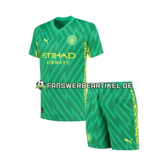 Torwart Trikot Manchester City Kinder Heimausrüstung 2023-2024 Kurzarm