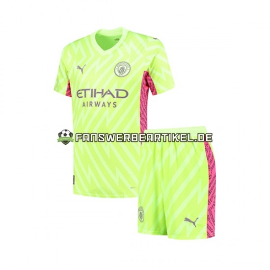 Torwart Trikot Manchester City Kinder Ausweich ausrüstung 2023-2024 Kurzarm