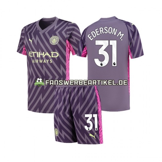 Ederson Moraes 31 Torwart Trikot Manchester City Kinder Auswärtsausrüstung 2023-2024 Kurzarm