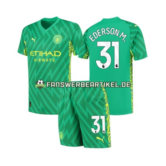 Ederson Moraes 31 Torwart Trikot Manchester City Kinder Heimausrüstung 2023-2024 Kurzarm