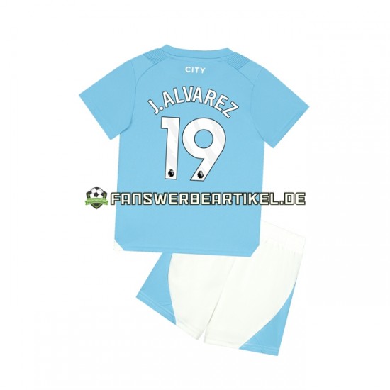 J. ALVAREZ 19 Trikot Manchester City Kinder Heimausrüstung 2023-2024 Kurzarm