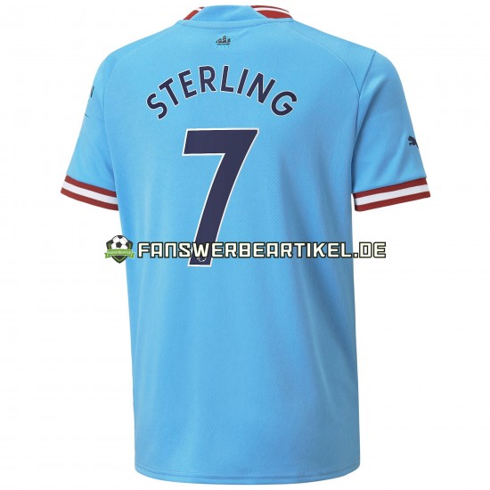 Sterling 7 Trikot Manchester City Herren Heimausrüstung 2022-2023 Kurzarm