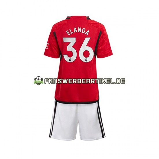 Anthony Elanga 36 Trikot Manchester United Kinder Heimausrüstung 2023-2024 Kurzarm