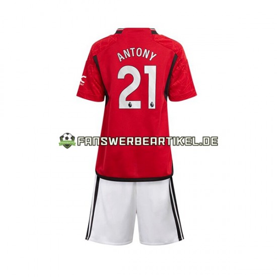 Antony Matheus 21 Trikot Manchester United Kinder Heimausrüstung 2023-2024 Kurzarm