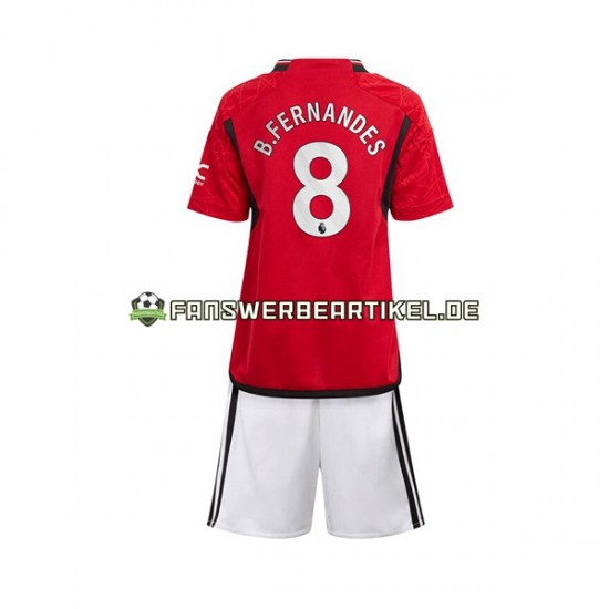 B Fernandes 8 Trikot Manchester United Kinder Heimausrüstung 2023-2024 Kurzarm