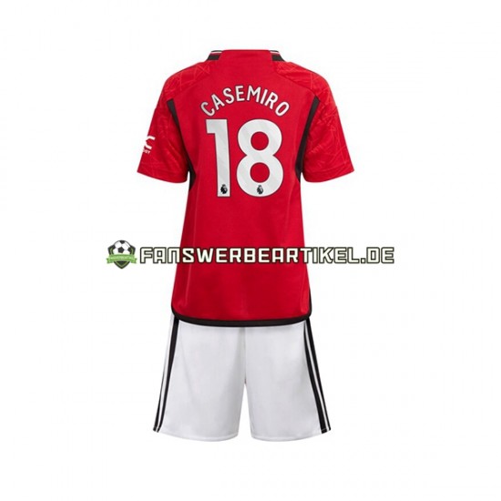 Carlos Casemiro 18 Trikot Manchester United Kinder Heimausrüstung 2023-2024 Kurzarm