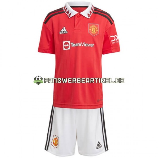 Trikot Manchester United Kinder Heimausrüstung 2022-2023 Kurzarm